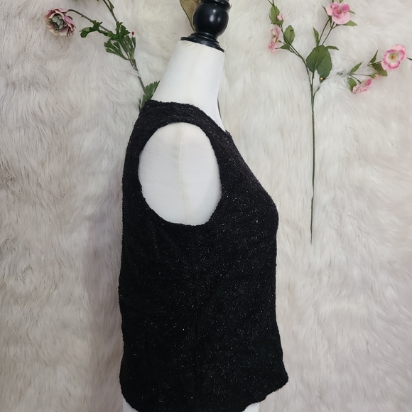 3/$20- Ninety petites sleeveless black sparkly top - Picture 3 of 5